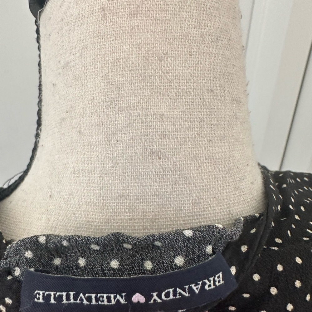 Brandy Melville Black and White Polka Dot Tie Front Crop Top - Picture 4 of 5